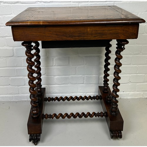 429 - A VICTORIAN OAK AND BURR WALNUT NEEDLEWORK TABLE, 

73cm x 58cm x 44cm