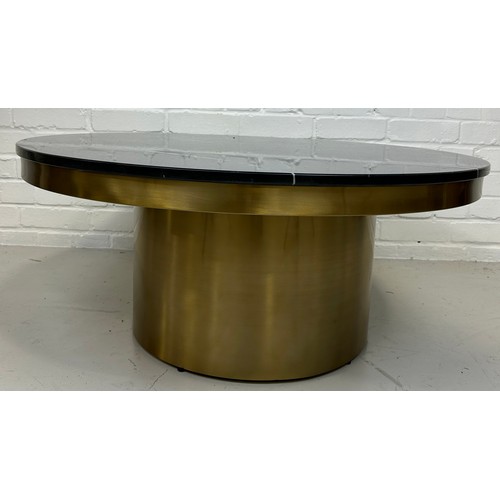 473 - LIANG AND EIMIL CAMDEN ROUND COFFEE TABLE, 

Brushed brass base and black marble top. 

90cm x 90cm ... 