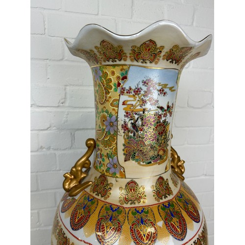 461 - A LARGE FLOOR STANDING JAPANESE SATSUMA STYLE PORCELAIN VASE,

107cm H