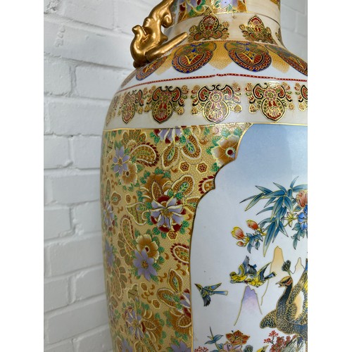 461 - A LARGE FLOOR STANDING JAPANESE SATSUMA STYLE PORCELAIN VASE,

107cm H