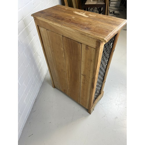 532 - AN INDIAN TEAK STORAGE CABINET WITH FOUR WICKER BASKETS AND FOUR DRAWERS WITH METAL HANDLES, 

Metal... 