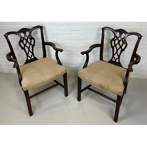 520 - A PAIR OF CHIPPENDALE DESIGN ARMCHAIRS, 

93cm x 57cm x 49cm