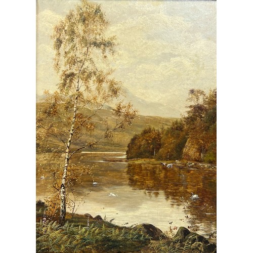 22 - THEO HINES (1876-1899) A PAIR OF OIL PAINTINGS ON CANVAS 'BY LOCH ARD' AND  'KILLARNEY', 

38cm x 28... 