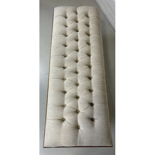 443 - A MODERN EMPIRE STYLE FOOTSTOOL WITH CREAM UPHOLSTERED SEAT,

130cm x 50cm x 42cm