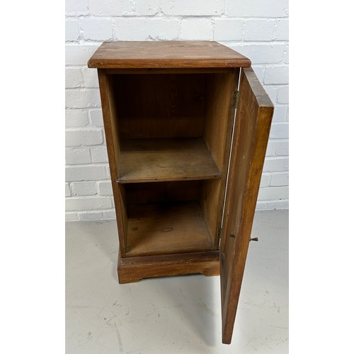 576 - AN OAK BEDSIDE CABINET WITH SWING DOOR,

76cm x 38cm x 38cm