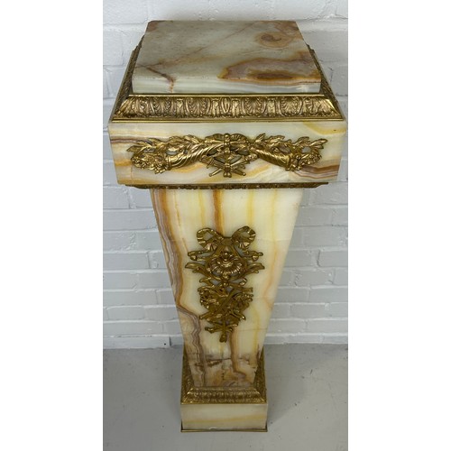 458 - A LARGE ONYX COLUMN WITH GILT METAL MOUNTS,

110cm x 33cm x 27cm