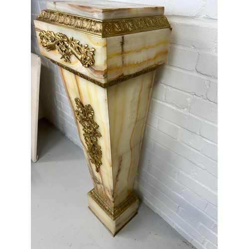 458 - A LARGE ONYX COLUMN WITH GILT METAL MOUNTS,

110cm x 33cm x 27cm