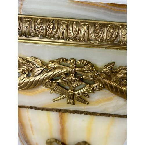 458 - A LARGE ONYX COLUMN WITH GILT METAL MOUNTS,

110cm x 33cm x 27cm