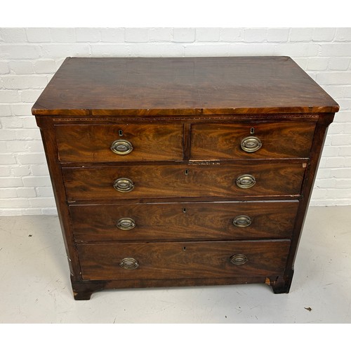 538 - A 19TH CENTURY MAHOGANY CHEST OF DRAWERS, 

Two short drawers over three long drawers. With parquetr... 