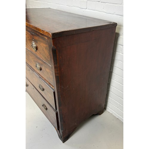 538 - A 19TH CENTURY MAHOGANY CHEST OF DRAWERS, 

Two short drawers over three long drawers. With parquetr... 