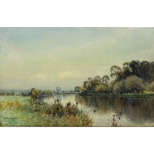 614 - HAMILTON CHAPMAN: A LARGE WATERCOLOUR DEPICTING SOUTH STOKE REACH, GORING ON THAMES,

55cm x 35cm