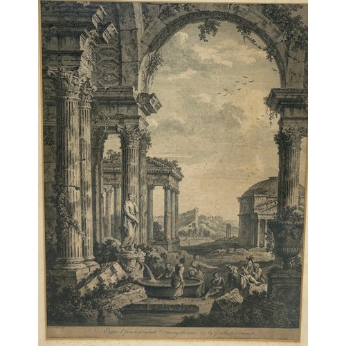 120 - FRANCOIS VIVARES (FRENCH 1709-1780): A PAIR OF ENGRAVINGS FROM THE ORIGINAL BY GEO PAOLO PANNINI, 

... 