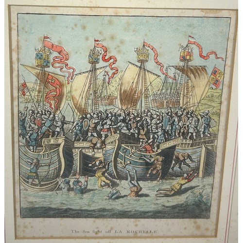 130 - A SET OF THREE 19TH CENTURY ENGRAVINGS BY J. HARRIS (3), 

'The sea fight off LA ROCHELLE', 

'A tou... 