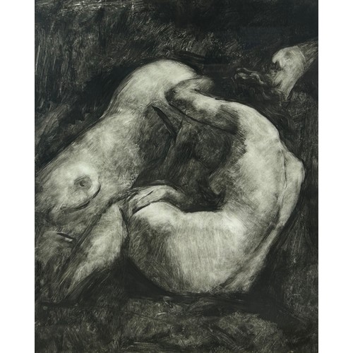 134 - NEALE WORLEY (B.1962): A MONOTYPE ETCHING DEPICTING TWO NUDES, 

Signed by the artist in pencil and ... 