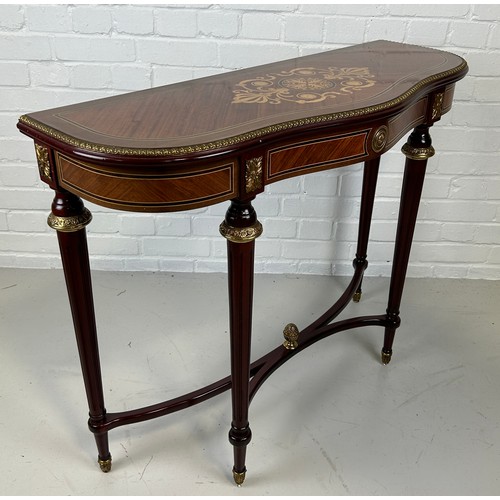 457 - A FRENCH STYLE CONSOLE TABLE WITH GILT METAL MOUNTS AND MARQUETRY DETAIL,

100cm x 80cm x 36cm