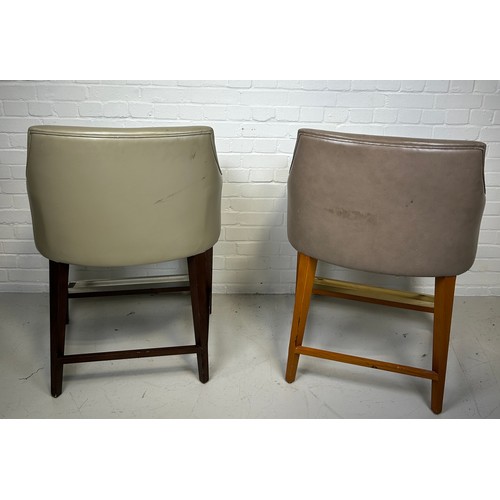 497 - A PAIR OF BAR STOOLS UPHOLSTERED IN GREY AND BROWN LEATHER, 

100cm x 70cm x 60cm

Provenance: Palm ... 