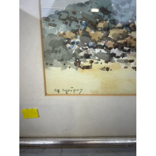 608 - A WATERCOLOUR ON PAPER DEPICTING A FIGURE IN A SAILBOAT, 

43cm x 23cm 

Mounted in a frame and glaz... 