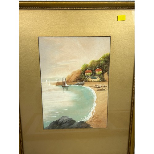 607 - TWO GOACHE ON PAPER BEACH SCENES SIGNED 'W.LINDEN' ALONG WITH OTHER PRINTS (6) 

Watercolours 25cm x... 