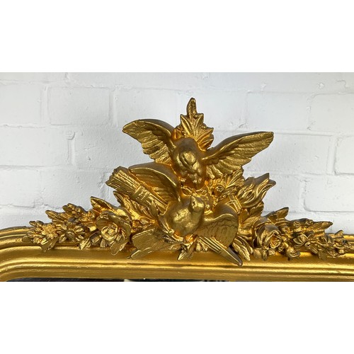 454 - A LARGE FRENCH GILT WOOD WALL MIRROR, 

140cm x 82cm