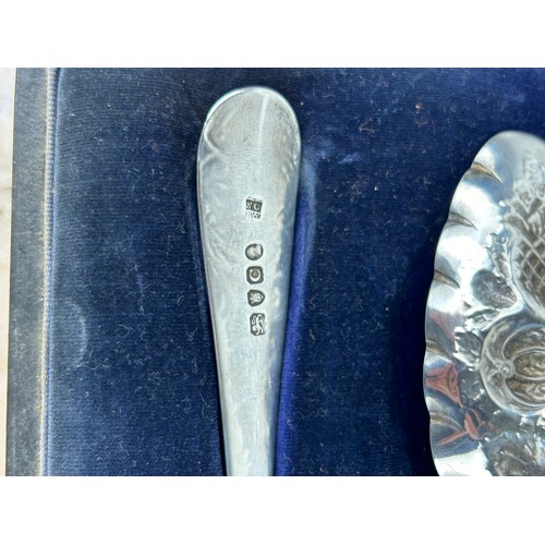 294 - A PAIR OF CASED SILVER GEORGIAN BERRY SPOONS ALONG WITH A DUTCH IMPORT SILVER SPOON, 

Hallmarked 17... 