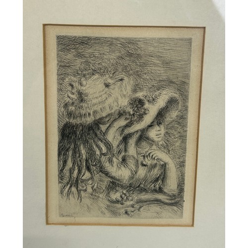 132 - AFTER PIERRE AUGUSTE RENOIR: A PAIR OF ETCHINGS 'LE CHAPEAU EPINGLE' AND 'SUR LA PLAGE' 


Mounted i... 