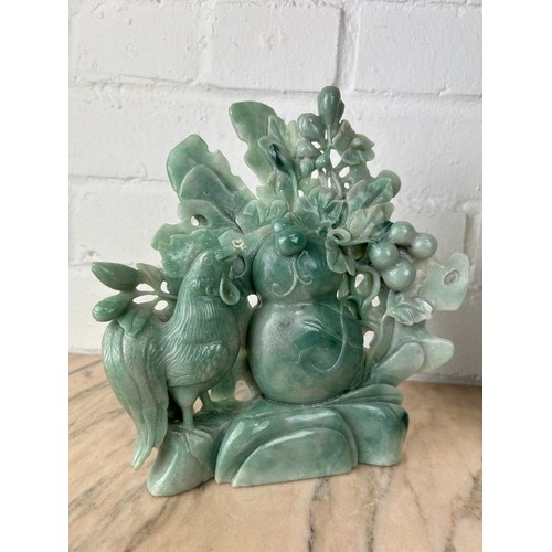 210 - TWO CHINESE JADE GROUPS OF BIRDS AND FOLIAGE, 

Largest 25cm x 22cm