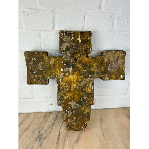 251 - A LARGE GILTWOOD CROSS WITH CORPUS CHRISTI, 

40cm x 37cm