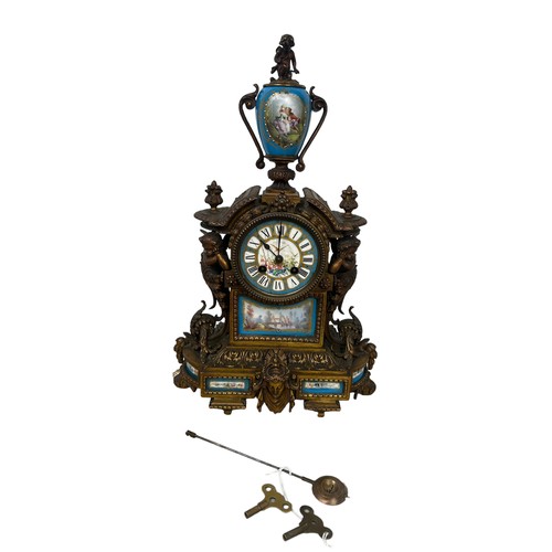 570 - A FRENCH ORMOLU AND PORCELAIN CLOCK,

45cm H