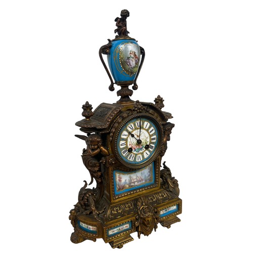 570 - A FRENCH ORMOLU AND PORCELAIN CLOCK,

45cm H