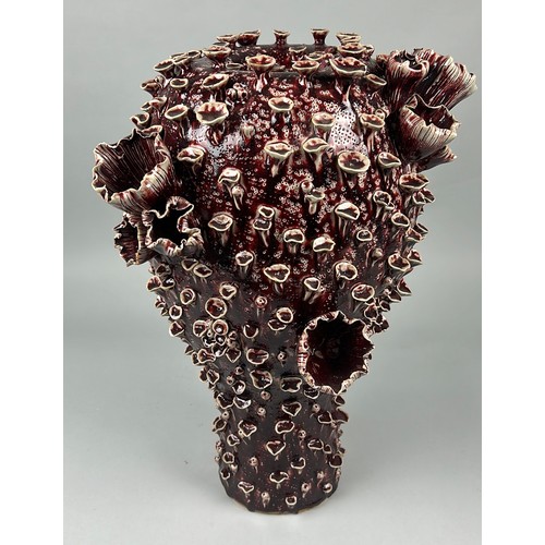 172 - A LARGE IRON RED 'CORAL' VASE, 

50cm x 35cm