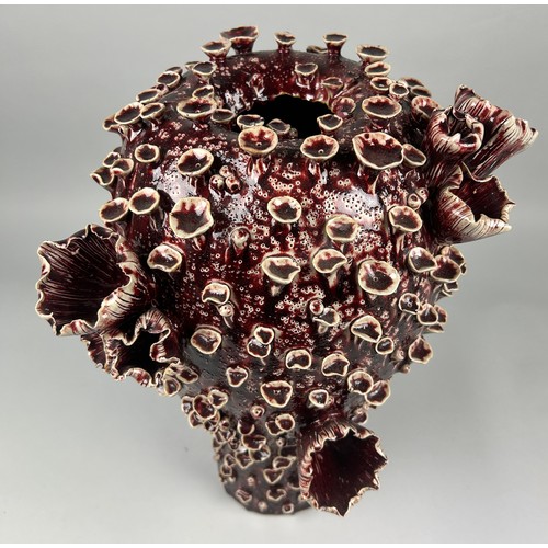 172 - A LARGE IRON RED 'CORAL' VASE, 

50cm x 35cm