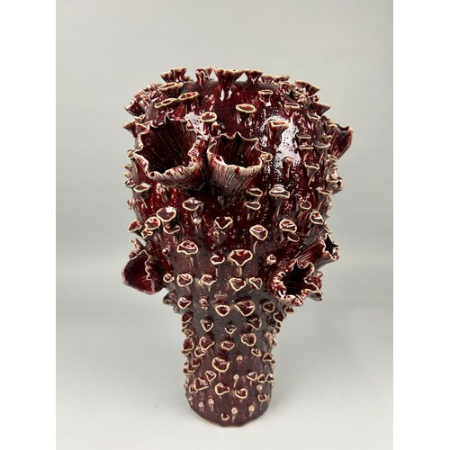 172 - A LARGE IRON RED 'CORAL' VASE, 

50cm x 35cm