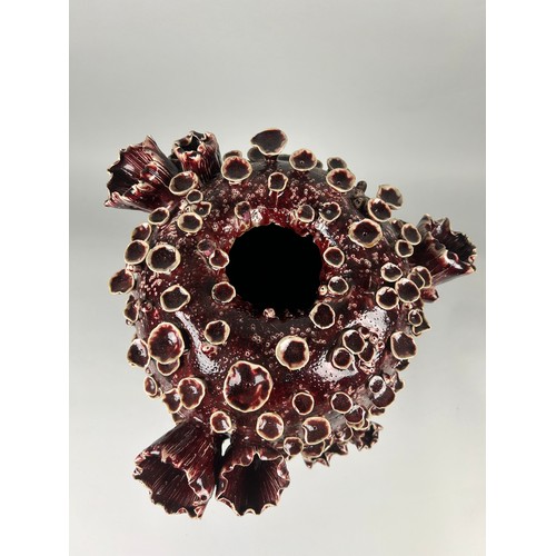 172 - A LARGE IRON RED 'CORAL' VASE, 

50cm x 35cm