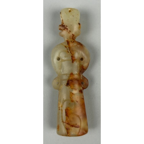 199 - A CHINESE JADE EMPRESS IN THE HAN DYNASTY STYLE,
 
8cm L