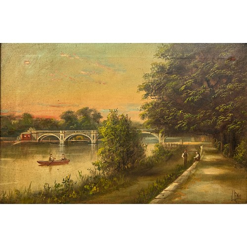 41 - JAMES ISIAH LEWIS (1861-1934): AN OIL ON CANVAS PAINTING DEPICTING RICHMOND LOCK, 

61cm x 40.5cm 

... 