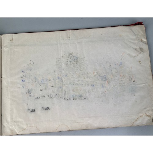 218 - AN OLD CHINESE SILK ALBUM CONTAINING TEN RICE PAPER PAINTINGS, 

Album measures 37cm x 25cm 

Some i... 