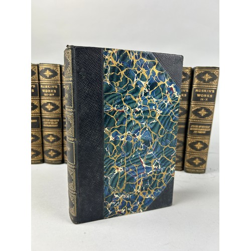 583 - THE COMPLETE WORKS OF JOHN RUSKIN IN 26 VOLUMES LIMITED EDITION, 

Leather bound with marbled covers... 