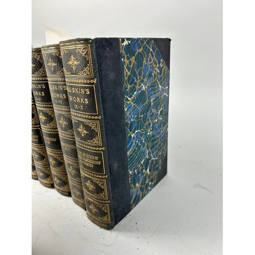 583 - THE COMPLETE WORKS OF JOHN RUSKIN IN 26 VOLUMES LIMITED EDITION, 

Leather bound with marbled covers... 