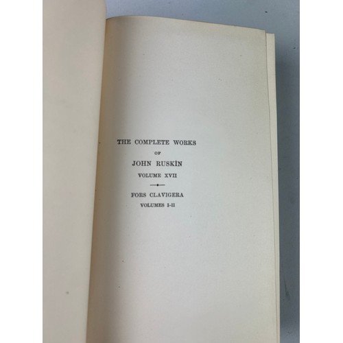 583 - THE COMPLETE WORKS OF JOHN RUSKIN IN 26 VOLUMES LIMITED EDITION, 

Leather bound with marbled covers... 