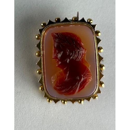 357 - AN EMPEROR NERO CAMEO BROOCH IN 9CT GOLD,

Weight: 7.0gms