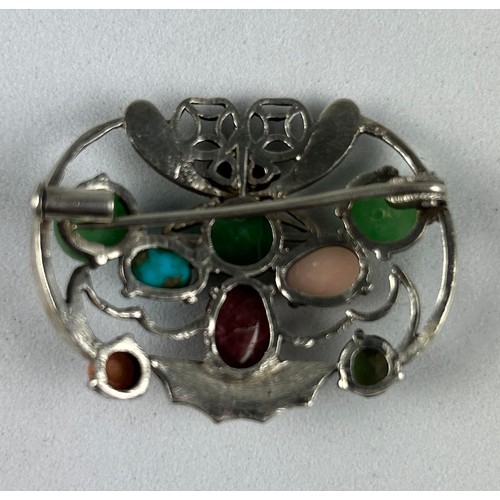 313 - A CHINESE JADE NATRUAL BURMA RUBY BAT BROOCH,