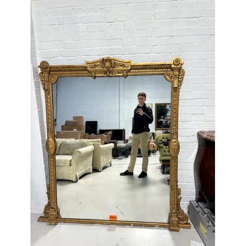 455 - A LARGE FRENCH GILT WOOD MIRROR,

168cm x 140cm