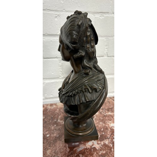 250A - A LARGE 19TH CENTURY BRONZE BUST DEPICTING MARIE ANTIONETTE (1755-1793) 

30CM H