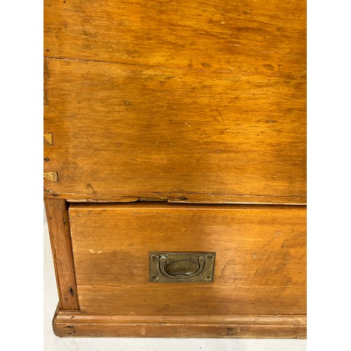 534 - A LARGE 19TH CENTURY PINE BLANKET BOX OR CARPENTERS BOX, 

117cm x 74cm x 54cm