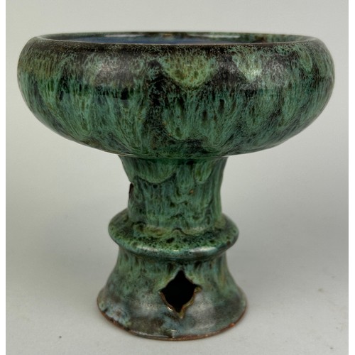 536 - A STUDIO POTTERY PEDESTAL VASE, 

15cm x 15cm