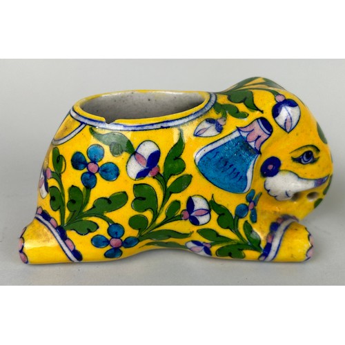 118 - A COLLECTION OF PERSIAN AND ASIAN ITEMS TO INCLUDE YELLOW GLAZED ELEPHANT INCENSE BURNER (QTY)