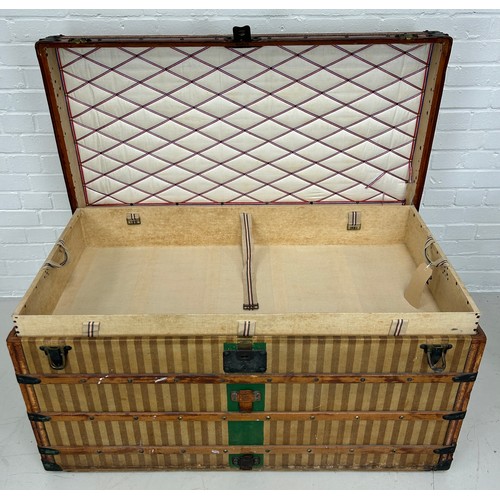 193 - A 19TH CENTURY LOUIS VUITTON TRUNK CIRCA 1885, 

Brown striped design with leather details and green... 