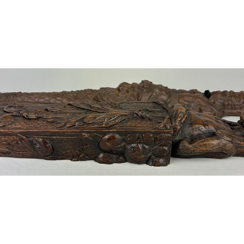 109 - TWO OAK EUROPEAN CARVED WOODEN TERMS POSSIBLY 17TH CENTURY (2)

50cm x 10cm 
46cm x 10cm