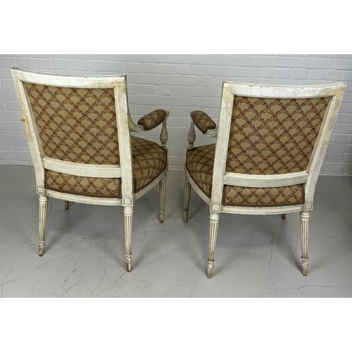 411 - A PAIR OF FRENCH BERGERES (2),

Upholstered in classical fabric. 

90cm x 56cm x 44cm