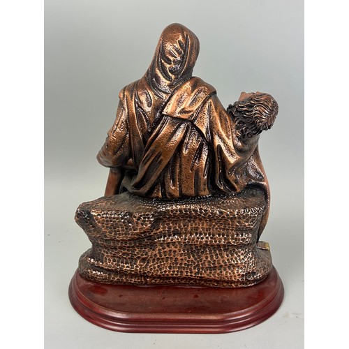 534 - PAOLO SCHIRALDI: AN ITALIAN COPPER SCULPTURE OF MARY WITH THE LIFELESS FIGURE OF CHRIST, 

39cm x 31... 